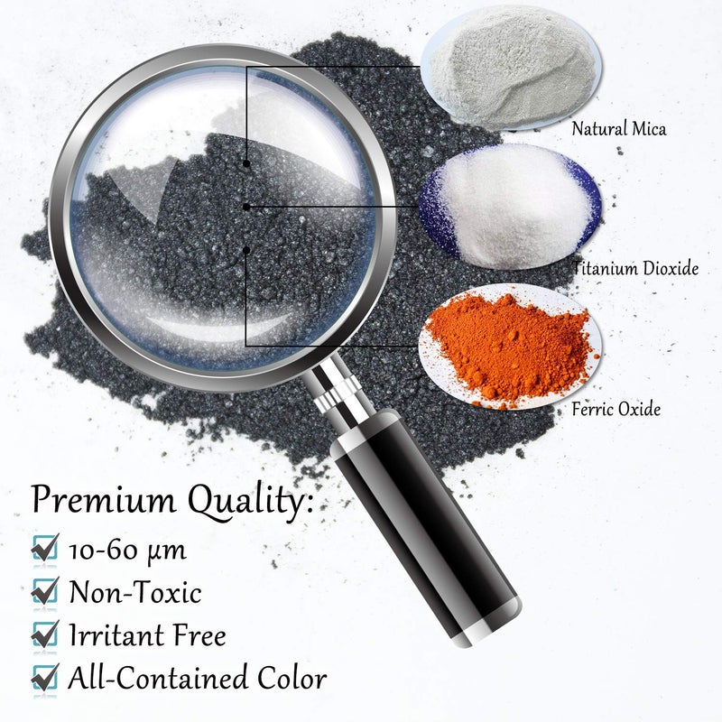 DecorRom Epoxy Resin Color Pigment - Huge 100g/3.5 Ounces Metallic Mica Powder for Epoxy Resin Art Coloring, Crafts Making - Cosmetic Grade Resin Color Dye for Jewelry, Soap Making, Painting, Nails Art (Black) - Image 5